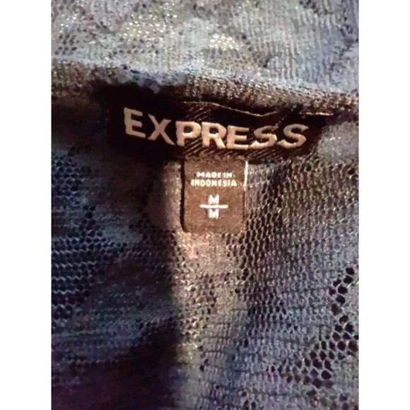 5/$25 EUC Sz M Sequin & Lace Sparkly Tank Top Express Grey & Silver - Picture 5 of 5